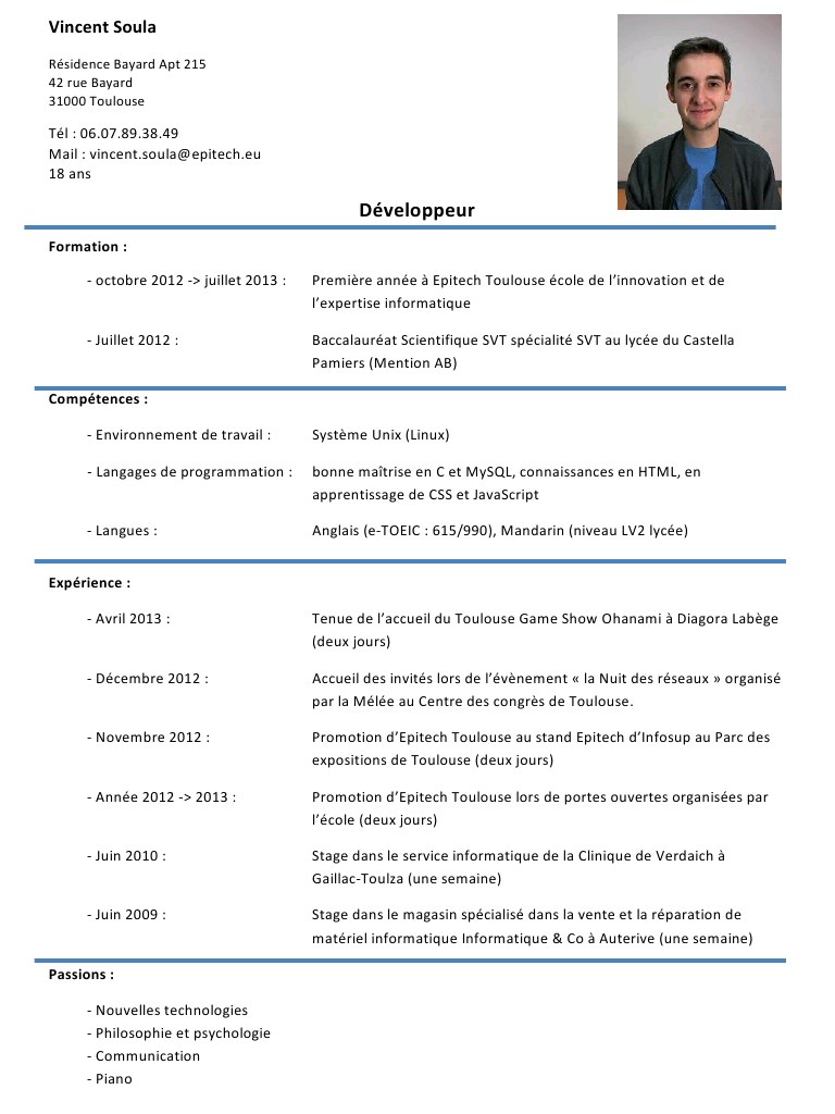 imagesfaire un cv pour un stage de seconde 8